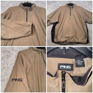 PING Collection Mens Tan 1/4 Zip Golf Pullover Jacket Convertible Sleeves XXL